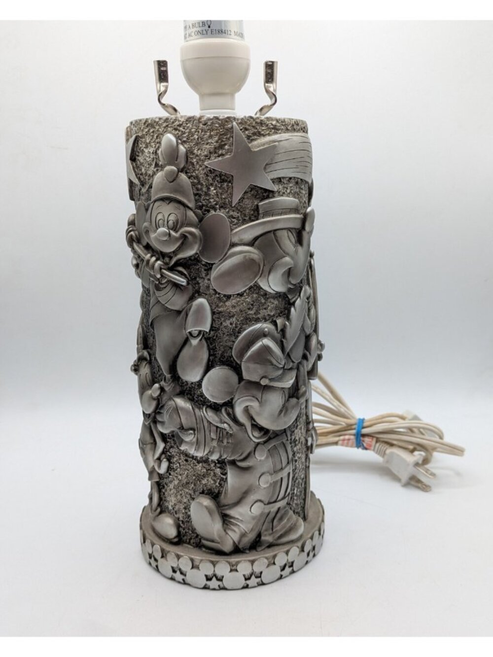 Disney World Resort 3D Mickey Mouse Table Lamp Silver Resin with Harp 20"